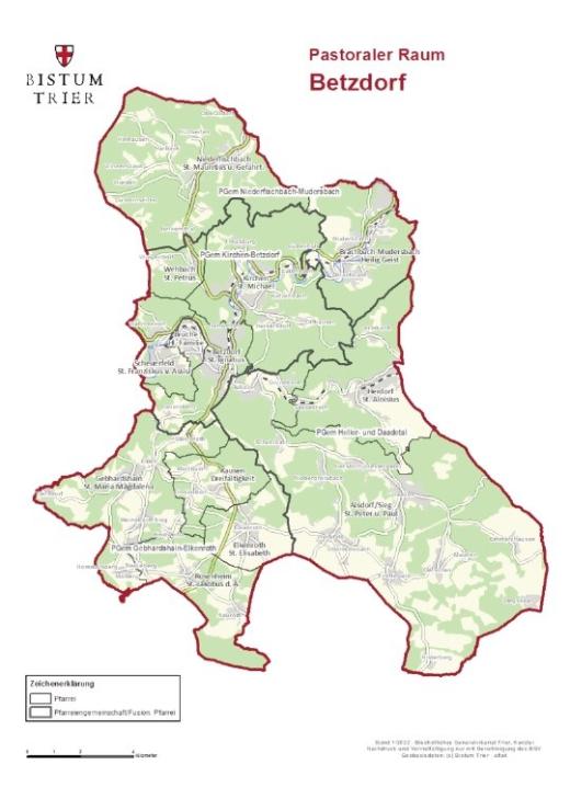 Karte des Pastoralern Raum Betzdorf